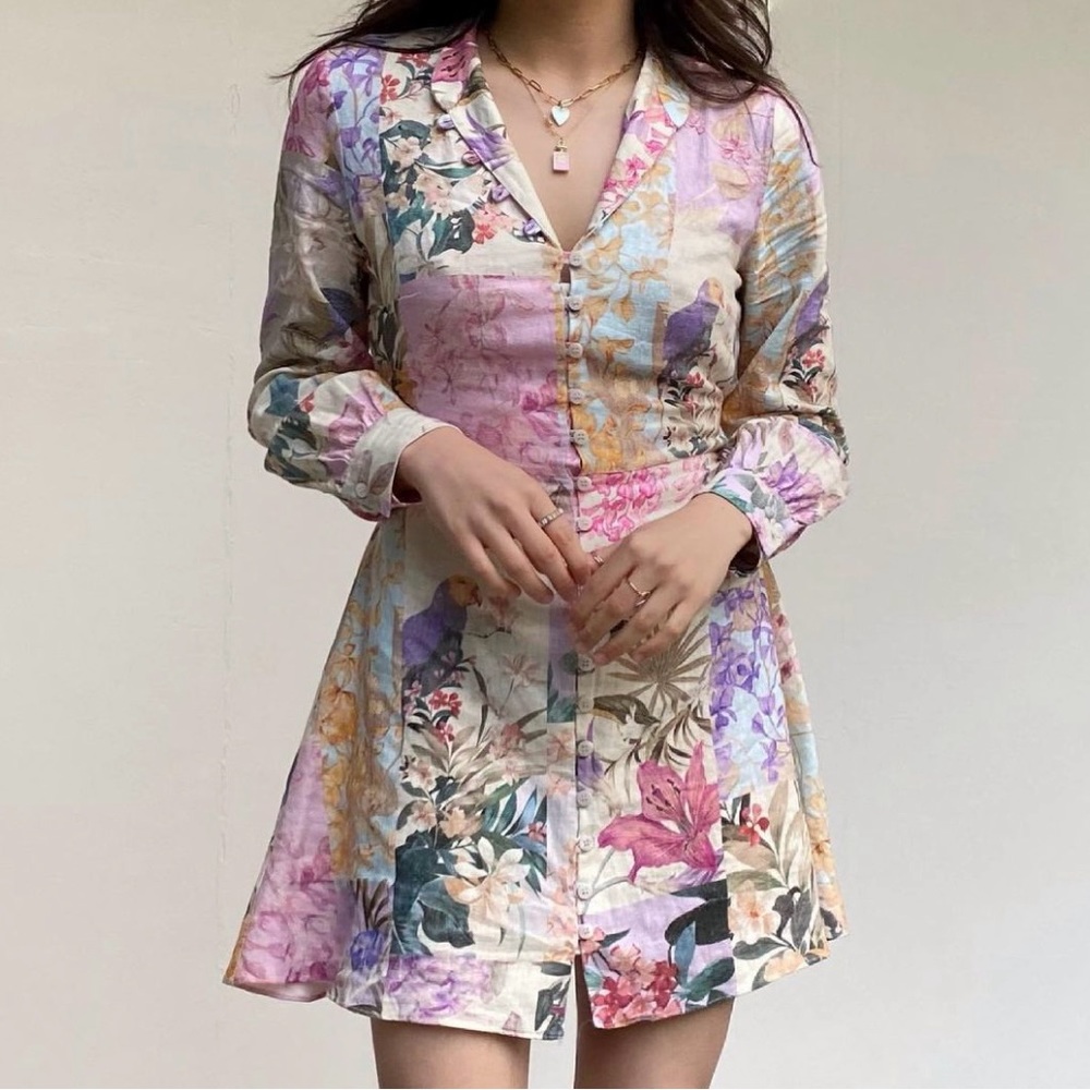 Zara Floral Parrot Dress Small